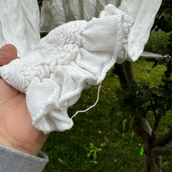 FREE PEOPLE Free Spirit Smocked Bust Blouse with Draped Sleeves, White - Sz L - Picture 8 of 17